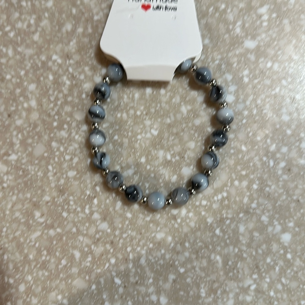 Grey & White with Silver Bracelet